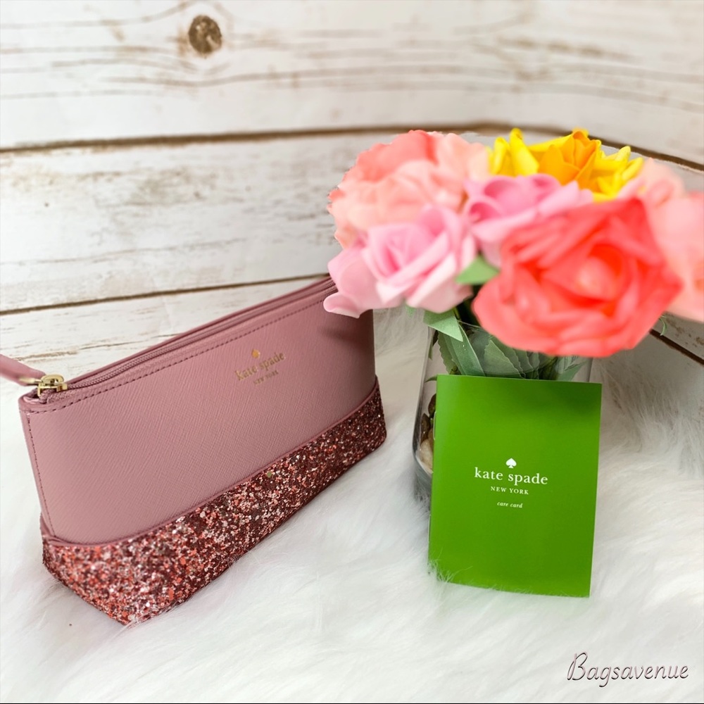 Kate spade cosmetic Shiloh glitter peony pouch - Picture 3 of 7